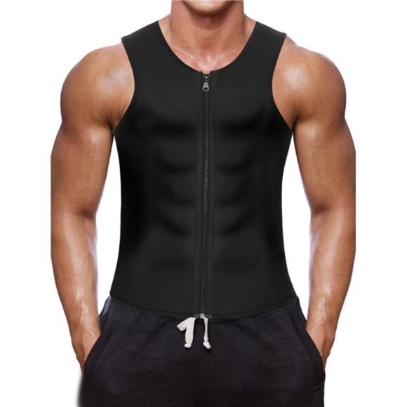 Men Waist Trainer Vest Hot Neoprene Sauna Suit Corset Body Shaper Zipper TankTop - Picture 1 of 5